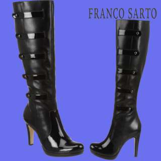 Franco Sarto Legion Black Pat & Leather Boot Size 7  