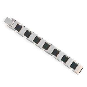  316L Steel Mens Bracelet with Black Link Accents Jewelry