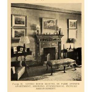 1917 Print Park Avenue Apartment Mantel Painting Decor   Original 