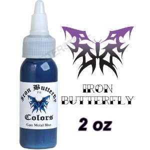  Iron Butterfly Tattoo Ink 2 OZ Gun Metal Blue Pigment Health 