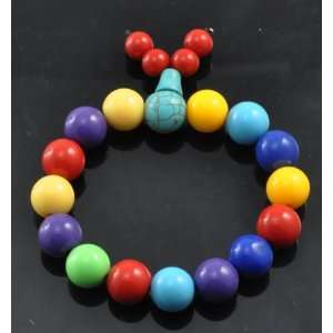  Tibetan Rainbow Colorful Turquoise Wrist Mala Prayer Beads 