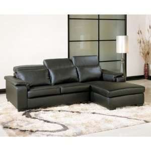    Evora Adjustable Leather Sectional in Rich Black Furniture & Decor