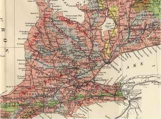 Large Rare 1906 Atlas of Canada Map RAILWAYS in QUEBEC & ONTARIO 