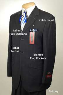 pocket notch lapel side vents italian pick stitching 3 inside pockets 