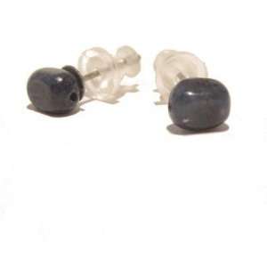   Earrings 01 Stud Blue Cube Stone Crystal Healing Gem 6mm Jewelry