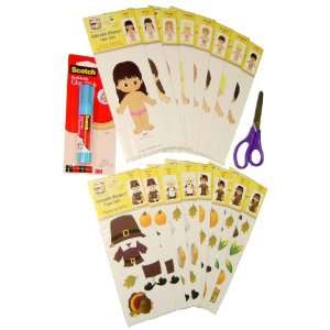   Adorable Kinders 18 Piece Thanksgiving Paper Dolls Set: Toys & Games