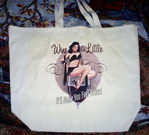Wine A Little Calendar Girl New Large Canvas Tote Bag  