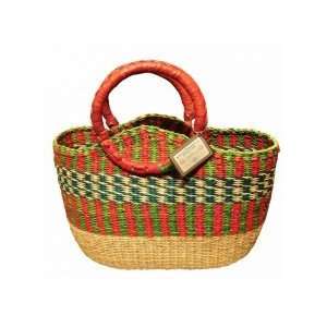  African Bolga Basket with Upright Round Handles   Medium 