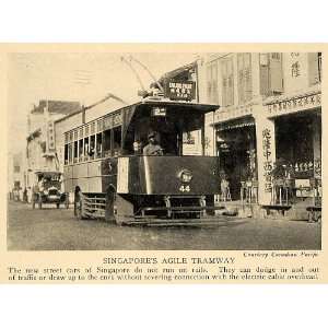  1927 Print Singapores Agile Tramway Electric Cable Car 