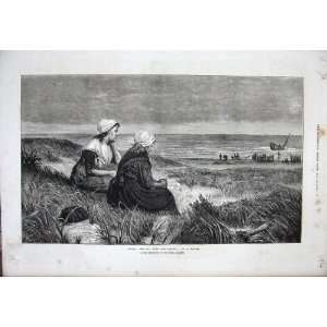  1874 Ship Wreck Tempest Storm Sea Women Bource Fine Art 