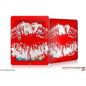  iPad Skin   Big Kiss Lips White on Red   fits Apple iPad 
