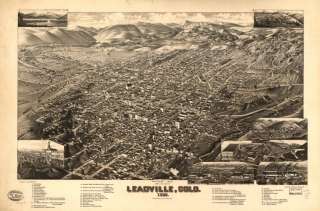 c1882 Birds eye map of Leadville, Colorado  