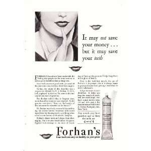   Forhans For Massaging Gums & Cleaning Teeth Original Vintage Print Ad