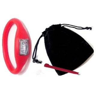 RED   Neg Ion Wave Silicone Sports Watch (FREE POUCH & TOOL) with 