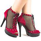 RED/BLACK Fashion Open Toe Studded Shoes CATWALK Sz.6