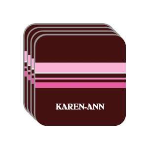 Personal Name Gift   KAREN ANN Set of 4 Mini Mousepad Coasters (pink 