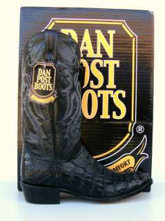 Dan Post Mens Black Pieced Caiman Gator Cowboy Boots  