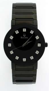 Bulova Mens Diamond Black Dress Watch 98D001  