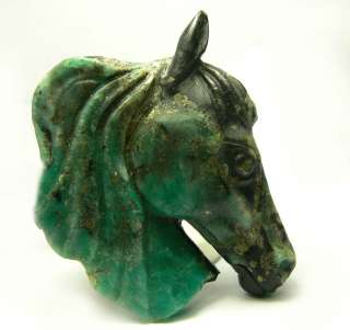 Handcarved Colombian Emerald Horse Sculpture 663cts  