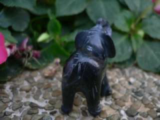 Rare Obsidian Jasper Gemstone Elephant Figurine S3842  