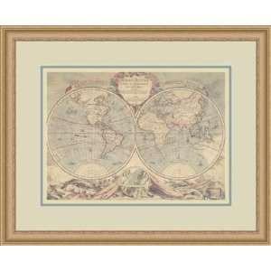   World Map (18th Century) by Bourgoin   Framed Artwork: Home & Kitchen