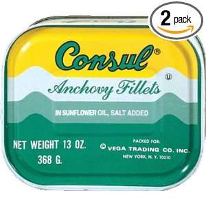 Roland Consul Flat Anchovy Fillets, 13 Ounce Can (Pack of 2):  