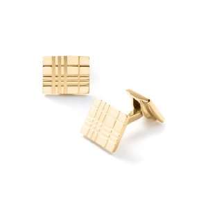  Burberry Engraved Check Cuff Links Jewelry