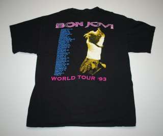 VINTAGE BON JOVI WORLD TOUR 93 T  SHIRT 1993 XL ORIGINAL  