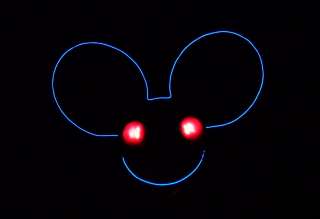 Black + Blue Deadmau5 Head!!! RED LED Light Eyes + EL Wire w/ Strobe 