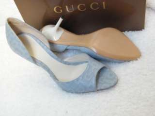 GUCCI SHOES sandals HEELS HORSEEBIT BLUE SKY  