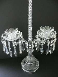 WATERFORD CRYSTAL TWO ARM CANDELABRA w/ BOBECHES & 24 PRISMS  
