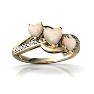  14K Yellow Gold Heart Genuine Opal Ring Size 9: Jewelry