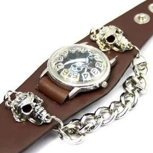   Punk Rock Skeleton Bracelet Watch with Chain on Band 