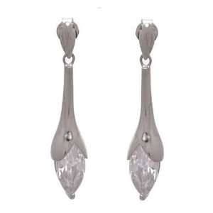  Marilynne Sterling Silver Crystal Post Earrings: Jewelry