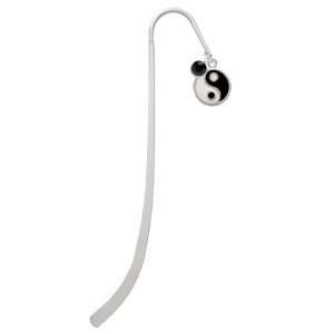  Yin and Yang Silver Plated Charm Bookmark with Jet Black 