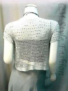 Girly Sequin Crochet Shrug Bolero Topper Gray S/M/L  