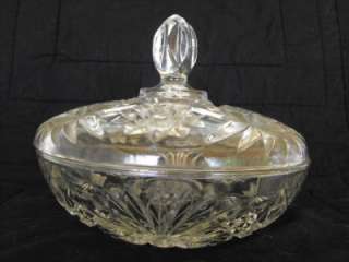 Vintage Cut Glass Large 7.25 Candy Snack Dish with Lid  