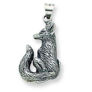  Sterling Silver Antiqued Fox Pendant: Jewelry