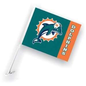  Miami Dolphins NFL Car Flag W/Wall Bracket Set Of 2 