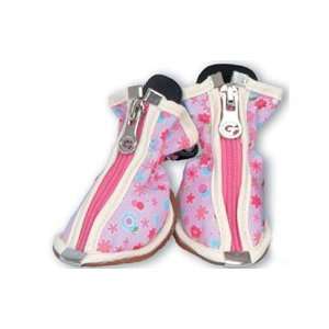  Set of 4 Cool Flower Power G2 Dog Shoes with Rubber Soles 