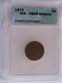   (closed 3) Indian Head Cent. ICG VG08 details (dam.). FREE US s/h