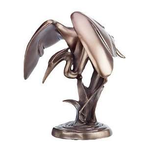  Bronze Egret Fishing Collectible Figure H: 4: Home 