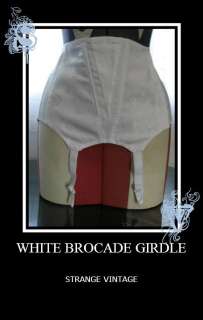   White Brocade Girdle Bottom with Garters~Pin up~Strange Vintage  