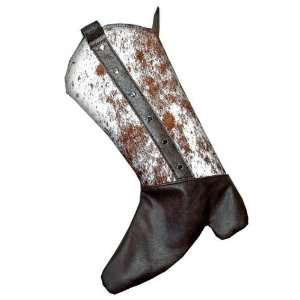  Brown & Hair on Hide Leather Christmas Boot Stocking: Home 
