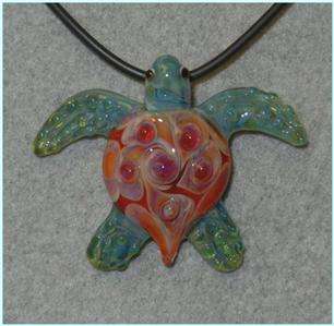 lampwork Boro Glass Pendant focal Bead   Sea Turtle  
