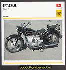 1950 UNIVERSAL 580cc 2B MOTORCYCLE PHOTO SPEC INFO CARD
