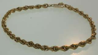 14k yellow gold 3.8mm rope bracelet 8 vintage 8.4g  