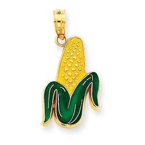  14k Enameled Corn With Husk Pendant   JewelryWeb: Jewelry