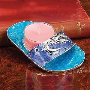 Slipper Tealight Blue Dolphin Candle Holder with Stand 