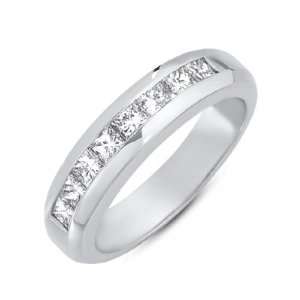  14K White Gold 0.8cttw Princess Diamond Ring Band: Jewelry